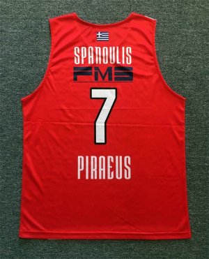 Vassilis Spanoulis 7 Olympiacos Piraeus Retro Basketball Jersey